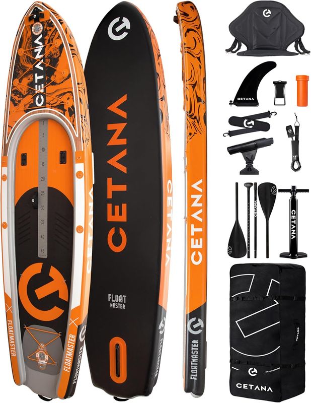 CETANA Extra Wide Inflatable Paddle Board 11'6 x 35" x 6", 450LB High Weight Capacity Wide Stable Stand Up Paddle Board for Beginners, 2–3 Person Large Paddleboard with 3 Fins, Dual Bungee, 15 D Rings