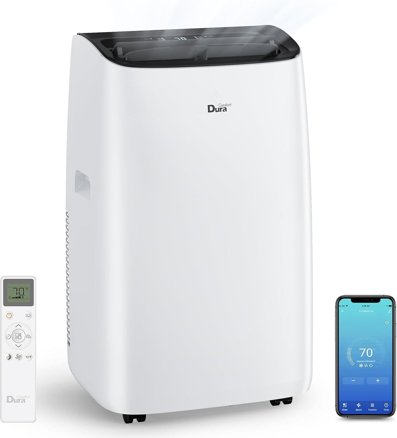 12000 BTU Portable Air Conditioner for Rooms Up to 550 Sq. Ft | 3-in-1 cooling, fan and dehumidifying modes with self-evaporating operation, remote control and window installation kit