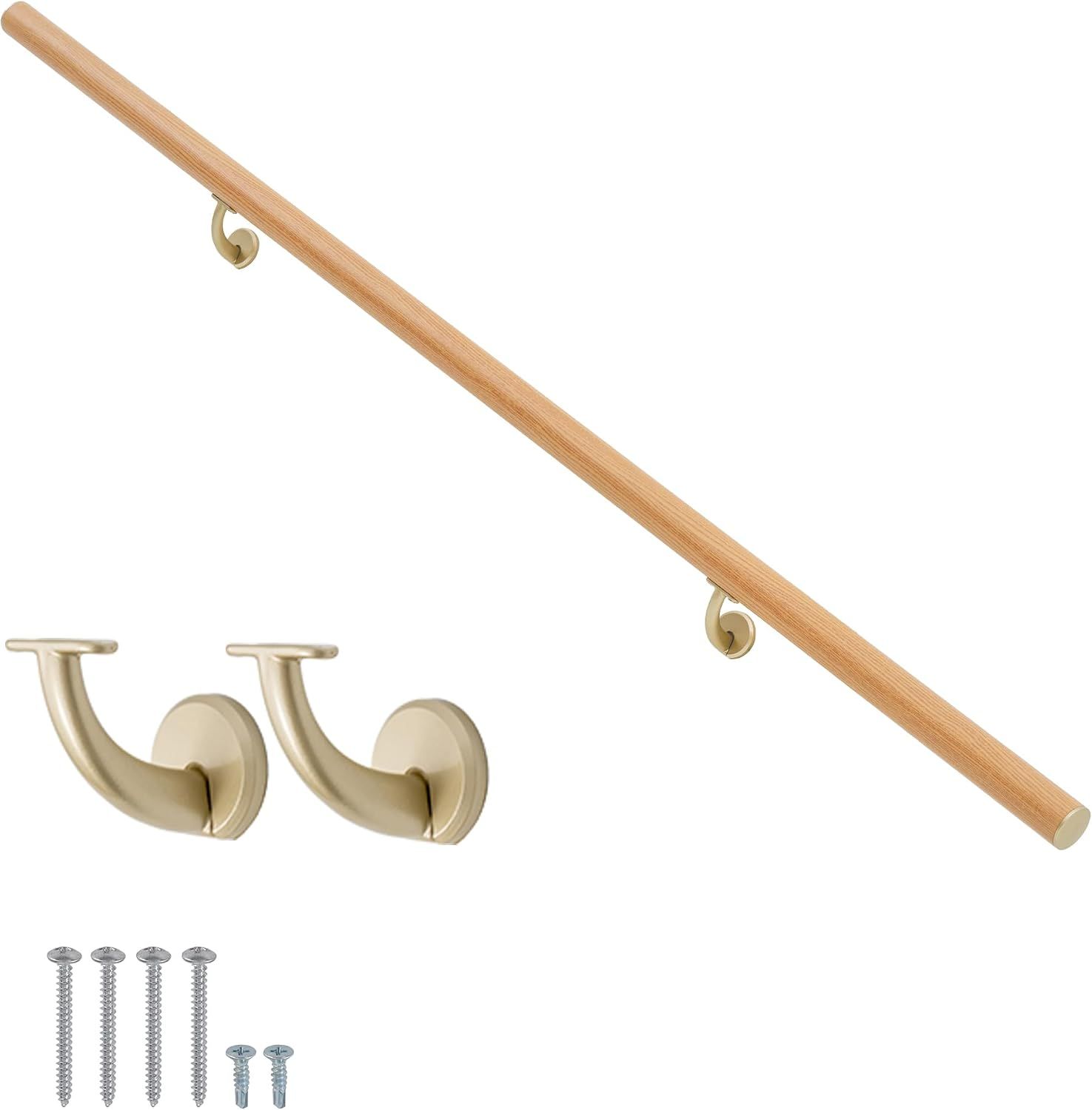 18 FT Modern Aluminum Handrail Set, handrails for Indoor Stairs,Deck,Slope, Wall Mounted Staircase handrails, Zink Alloy Brackets Included,Rust Free. (Cherry Wood Grain, 18 FT)