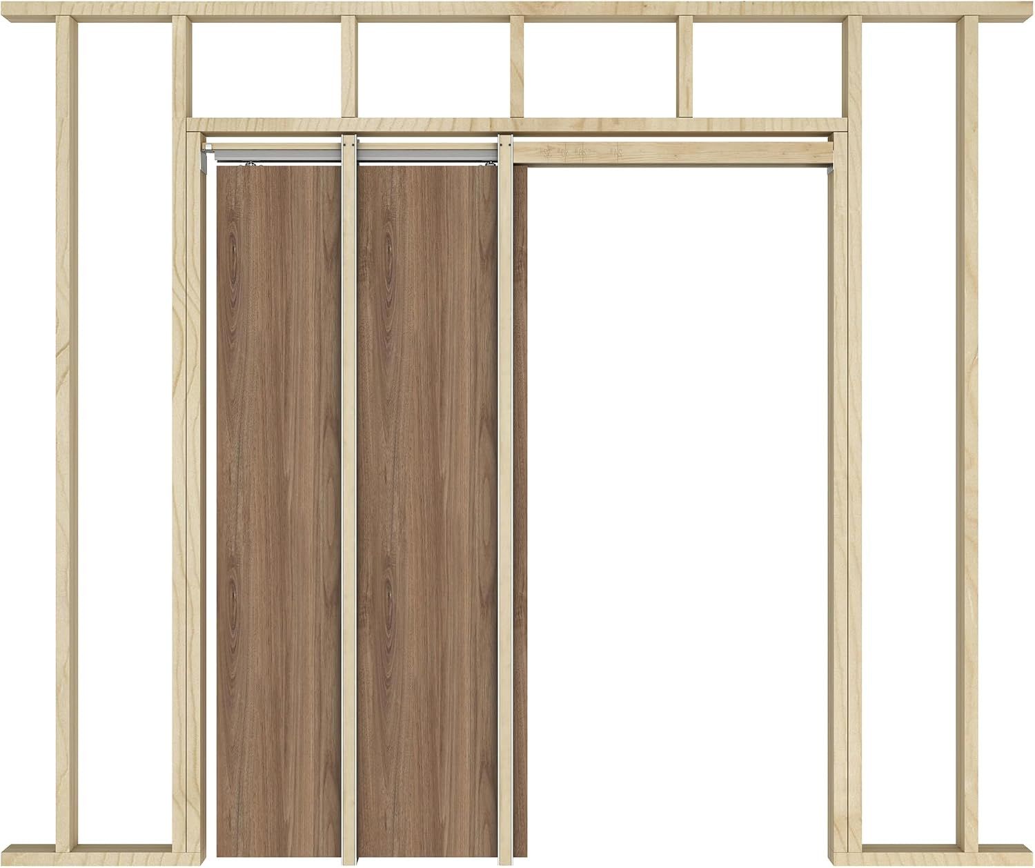 JUBEST Pocket Door Frame Kit with 220LBS Two-Way Soft-Close Mechanism, Smooth and Quiet, Easy to Install Hidden Door Kit, 24" to 36" x 80"