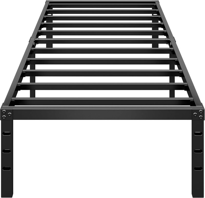 HLIPHA Metal Platform Bed Frame 14 Inch Tall Bed No Box Spring Needed,Twin Size Bed with Sturdy Slat Support,Easy to Assemble,Black