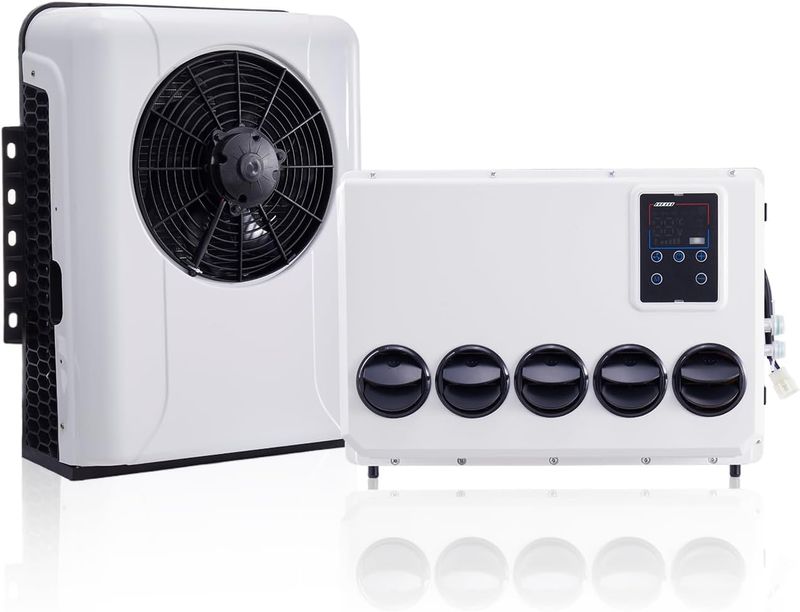 12V DC air conditioner, truck split air conditioner 9000btu, suitable for RVs, trucks, construction vehicles, campers, vans, trailers, RV ac units (12V)