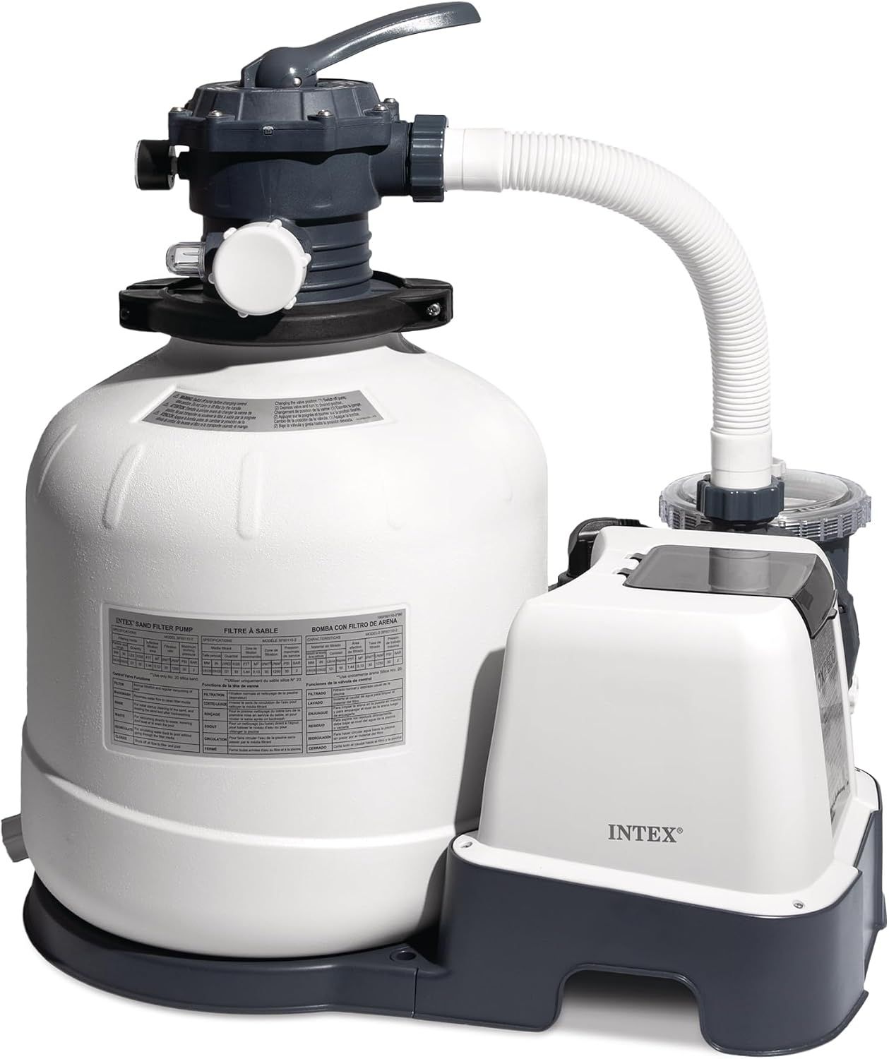 INTEX Krystal Clear 2,650 GPH Sand Filter Pump for Above Ground Pools | 26679EG - 16" Tank for Swimming Pools: 4,800 to 15,000 Gal, 120 lb Sand Capacity - Improved Circulation &amp; Filtration