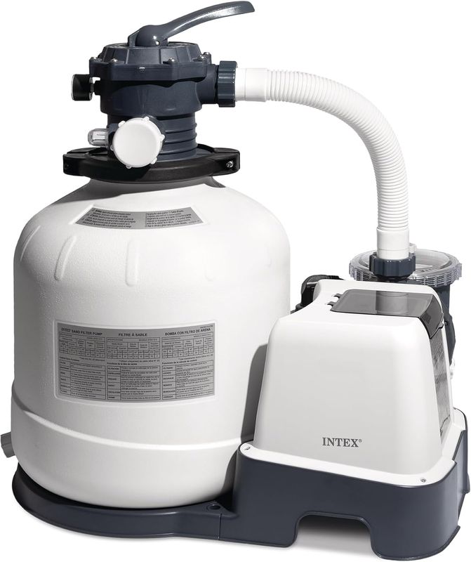 INTEX Krystal Clear 2,650 GPH Sand Filter Pump for Above Ground Pools | 26679EG - 16" Tank for Swimming Pools: 4,800 to 15,000 Gal, 120 lb Sand Capacity - Improved Circulation &amp; Filtration