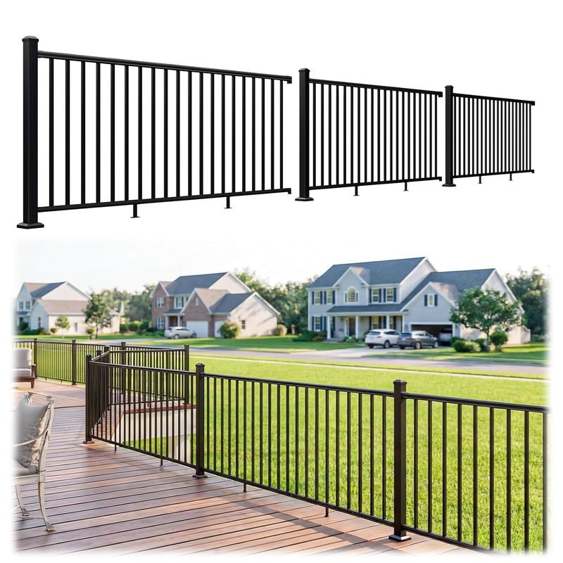 Egadis 3 Pack 42 in x 8 ft Modular Aluminum Porch and Deck Railing Kit