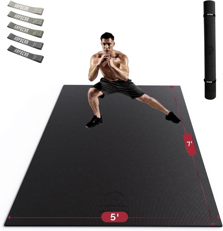 HAPBEAR Large Exercise Mat-7'x5'1/3"(8mm)