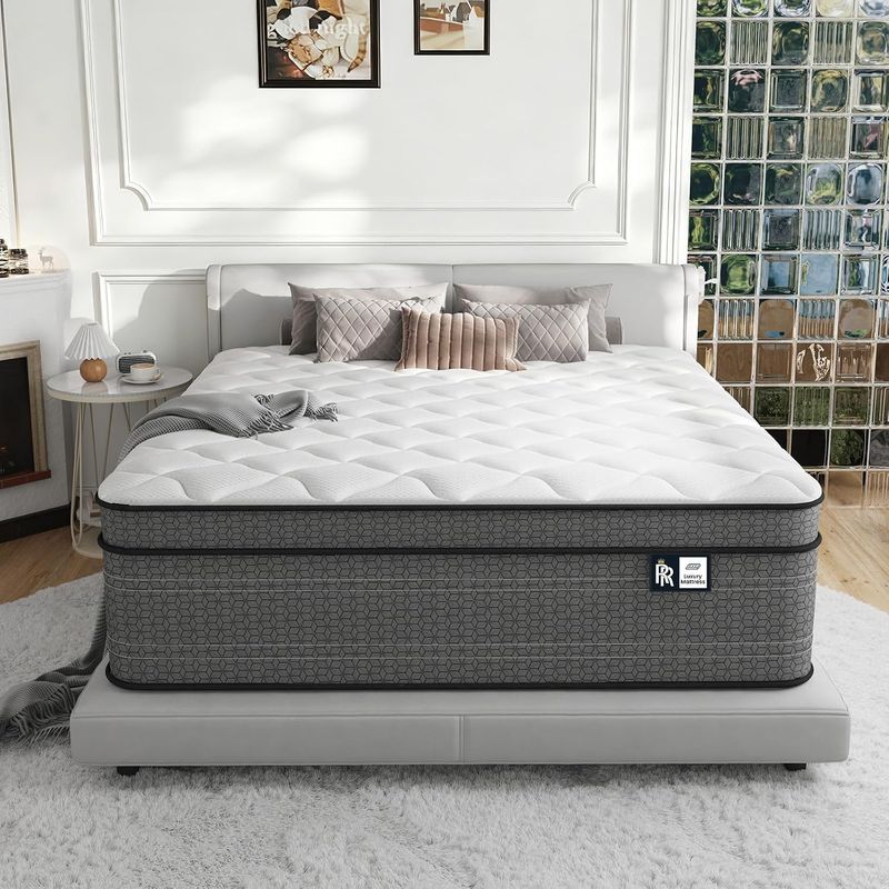Ruoysun King Size Mattress 14 Inch, Firm Hybrid Mattress, CertiPUR-US