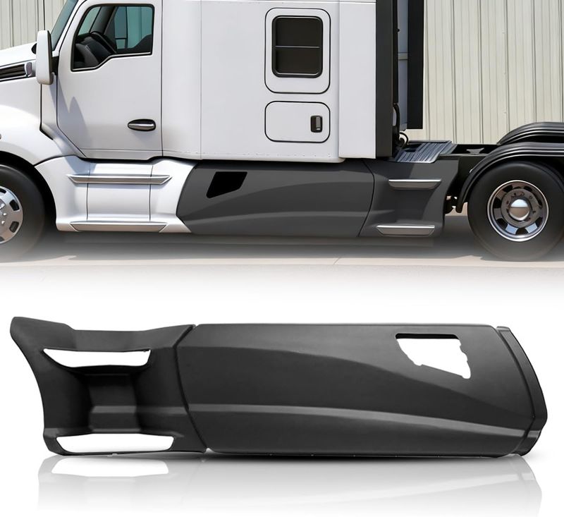 Fairing Panel Compatible with Kenworth T680 2013-2021 OE Replacement Right Step Side Fairing-Black (Driver Left Side-with Hole, 69.29'')