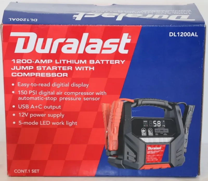 Duralast DL1200AL 1200 Peak Amps 12V Jump Starter w/150PSI Air Compressor