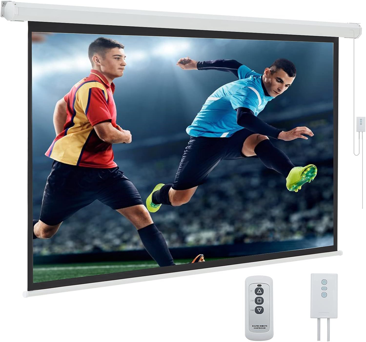Projector Screen Motorized Auto Pull Down Screens(84'' 16:9 White)