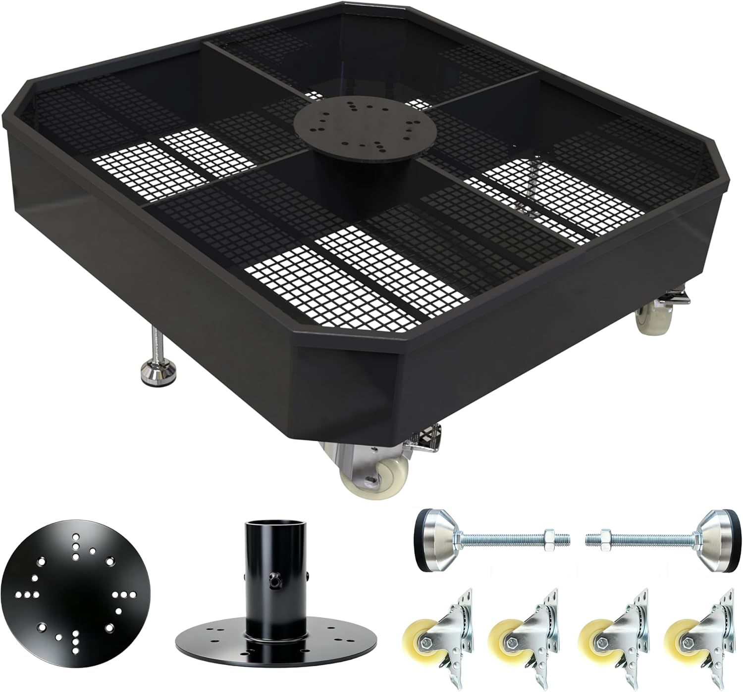 Patio Umbrella Base, 37.79" Square Heavy Duty Patio Umbrella Base with 4 Lockable Wheels 1100 LBS Capacity Steel Weighted Cantilever Offset Patio Umbrella Base for Rectangular Outdoor Umbrellas