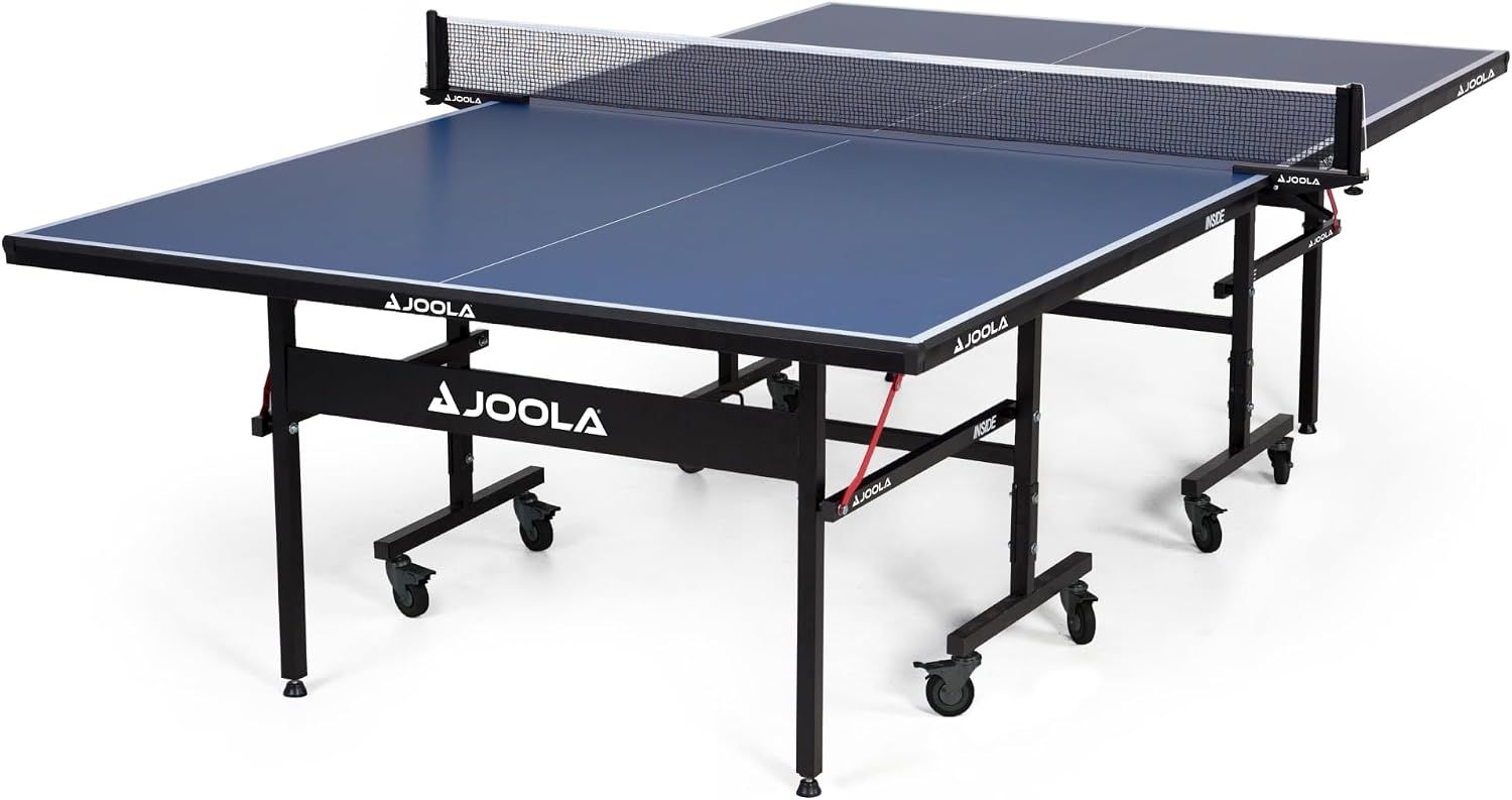 JOOLA 11200 Inside Professional MDF Indoor Ping Pong Table with Quick Clamp Table Tennis Net and Post Set - 10 Minute Easy Assembly - Tournament Quality - Foldable with Single Player Playback Mode