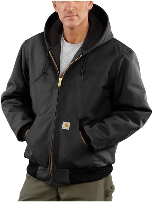 Carhartt Men's Big &amp; Tall Quilted Flannel Lined Duck Active Jacket J140,Black,4xl Tall, Black
