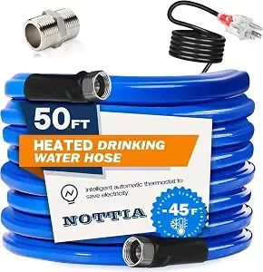 50FT Heated Water Hose for RV, Freeze Protection to -45°F, Lead-Free &amp; BPA-Free, Safe for Campers, Gardening, Livestock, Home Use