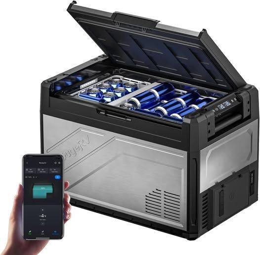 BougeRV 12V Refrigerator Rocky V3.0 55QT, -4°F~68°F, Dual Zone Car Freezer