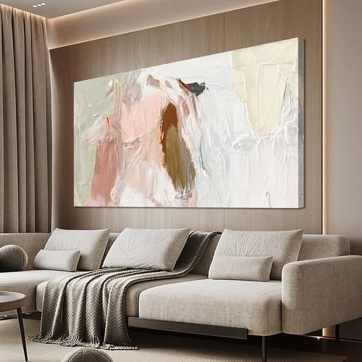Pink and White Wall Art Large Abstract Wall Art Prints For Bedroom 29"x58”