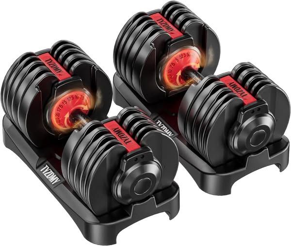 TYZDMY Adjustable Dumbbells Set of 2，Free Weights Dumbbells Set Adjustable Dumbbell Set，52.5 lbs pair 105 lbs，15 in 1，for Men/Women Gym Equipment for Home Strength Training Equipment