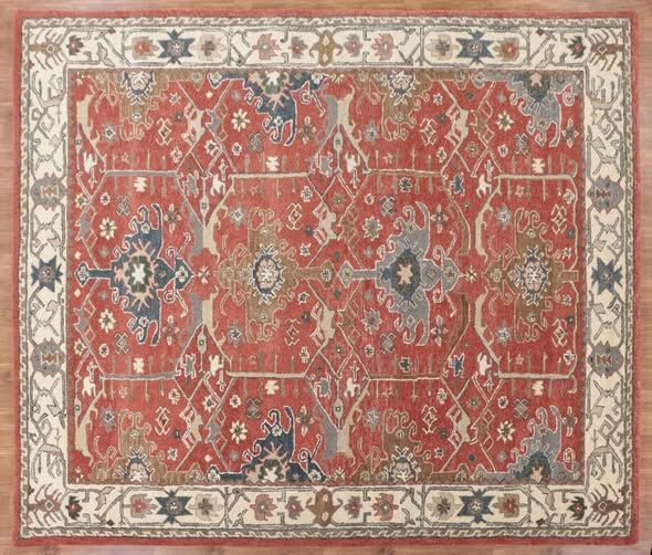 9x12 ft Red Wool Area Rug – Hand Tufted Oriental Carpet for Living Room, Kitchen &amp; Dining Room – Traditional Persian Design – Soft Plush 1" Pile – Durable Non-Slip Cotton Backing