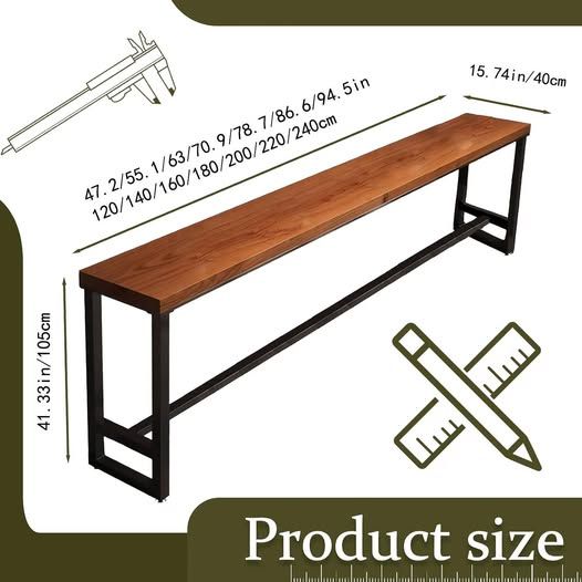 Bar Height Table 95'' Long Bar Table Solid Wood Farmhouse Bar Table