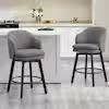 Zephyrine 26 in. Dark Grey Low Back Swivel Counter Height Bar Stool with Fabric Seat and Wood Frame (Set of 2)