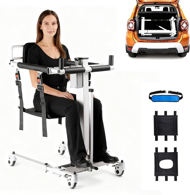 Upgrade Electric Transfer Lift - Foldable Patient Lift Transfer Chair for Car- Handicap Lift Shower Chair, Bathroom Wheelchairs Transfer Chairs for Seniors, Adults &amp; Disabled