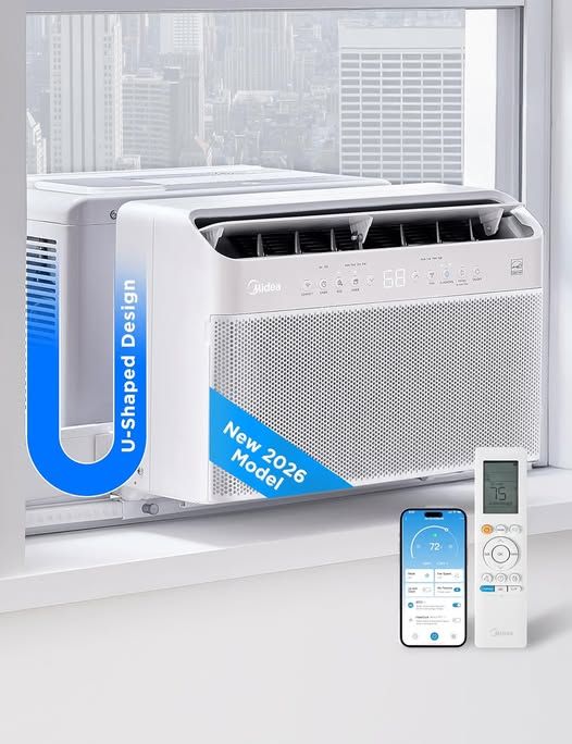 Midea 6,000 BTU U Shaped Window Air Conditioner, Cools up to 250 Sq Ft  MAW06V1UWT
