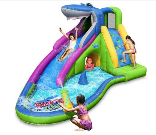 ACTION AIR Inflatable Water Slide, Shark Bounce House Slide Wet or Dry