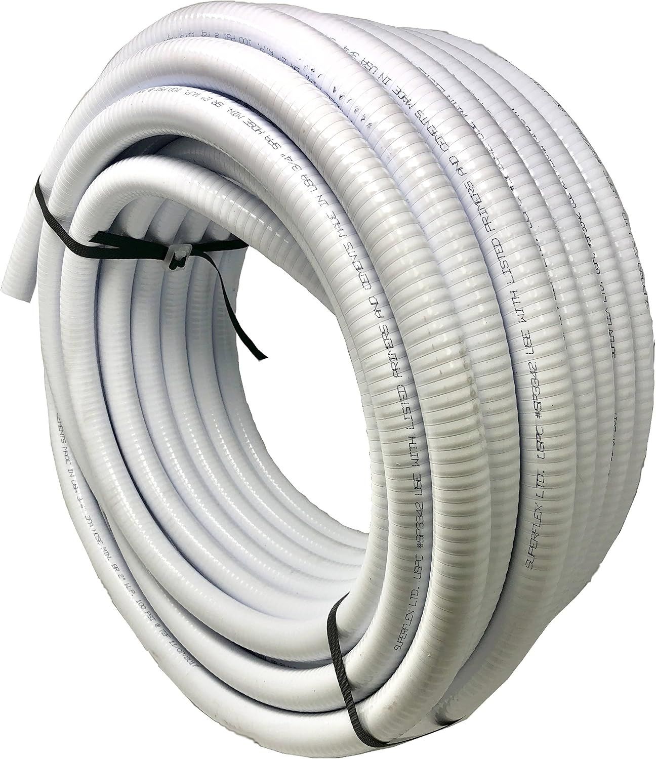 Sealproof 1.5" Dia Flexible PVC Pipe, Swimming Pool and Spa Hose, Pool Plumbing Schedule 40 Tubing, Made In USA, 1-1/2-Inch, 50 FT, White