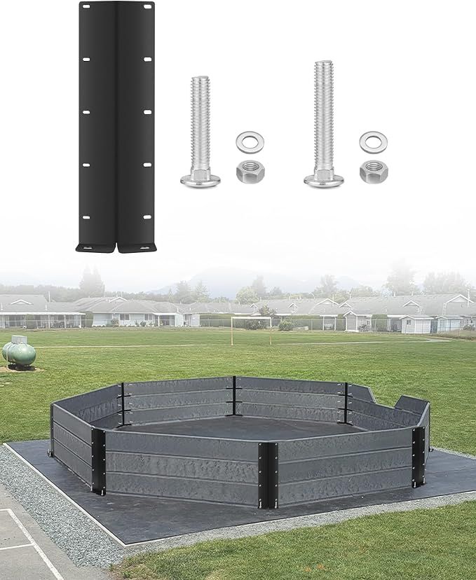 Gaga Pit Brackets – Heavy Duty Steel Brackets for DIY Wooden Octagon Pit, 11-Gauge (1/8") Powder Coated, Includes Bolts/Washers/Nuts – Easy Assembly, Wood Panels Not Included