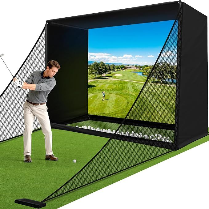 10x8x5FT Golf Simulator Enclosure Net Include HD Impact Screen Kit