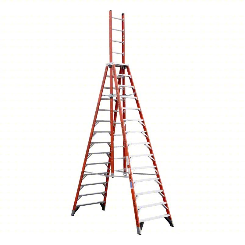 Werner e7414 14 ft. Fiberglass Extension Trestle Step Ladder with 300 lb. Load Capacity Type IA Duty Rating