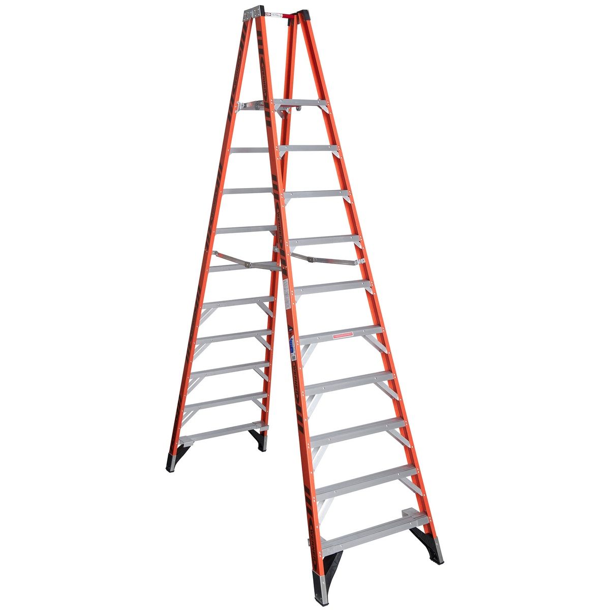 Werner PT7410 Fiberglass Platform Twin Ladder, 10 ft, Type IA, 300 lb, 16 ft Reach