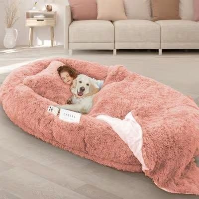 LovMor Oversized Human Dog Bed, Pink