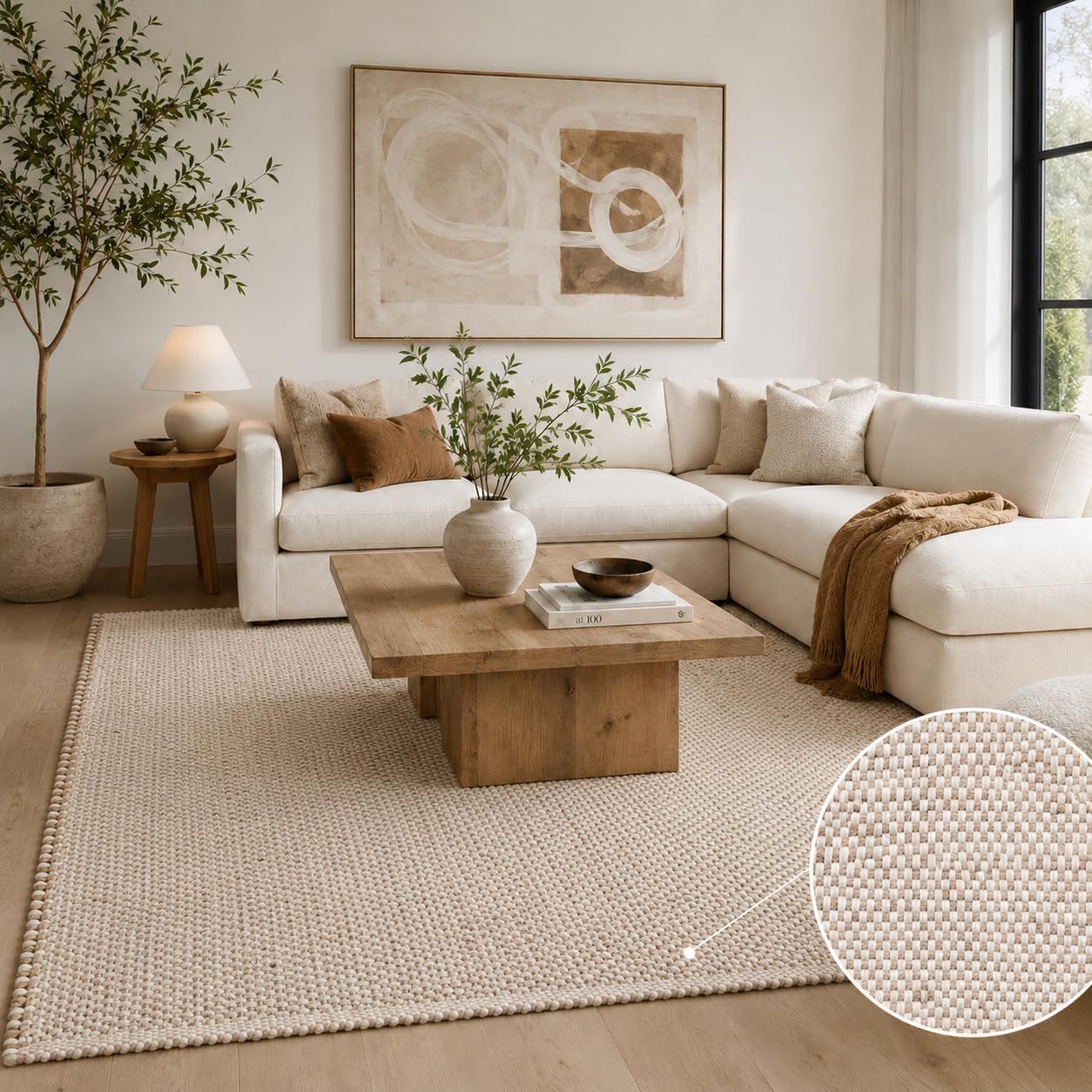 Jute Cotton Hand Woven Area Rug (9' x 12' Natural)