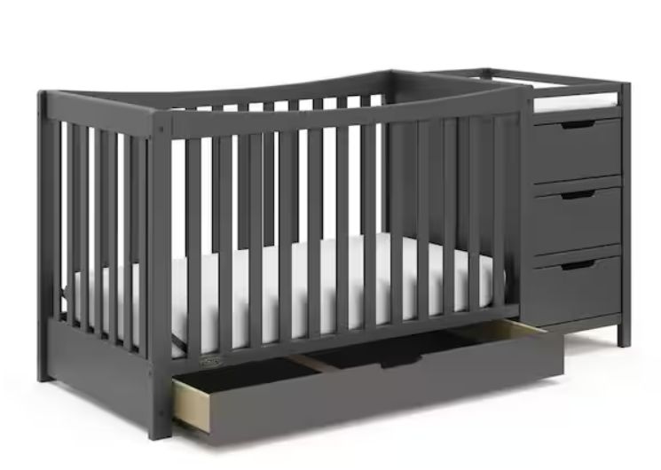 Graco Remi Gray 4-in-1 Convertible Crib and Changer