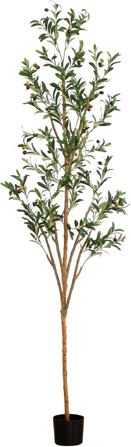 Nearly Natural 7 ft Artificial Olive Tree with Natural Trunk and Pot