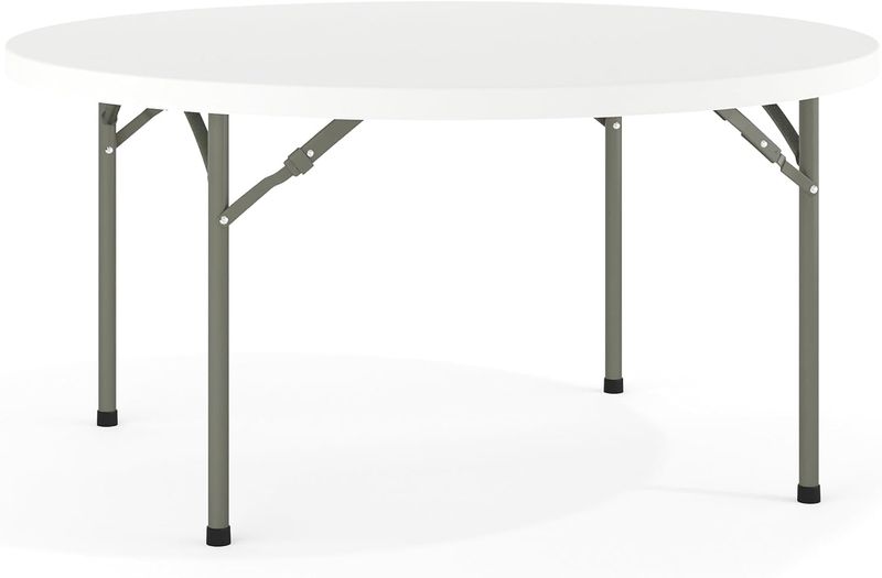 Flash Furniture 5' Round All-Occasion Plastic Folding Event Table for Parties and Trade Shows for Indoor/Outdoor Events, White