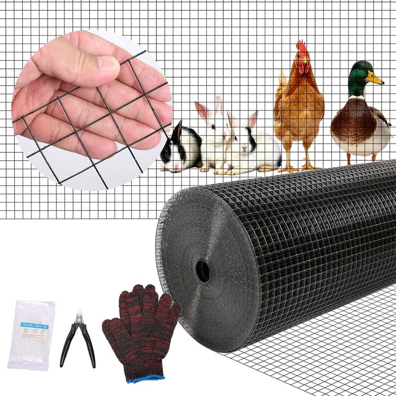 48"×100' Black Hardware Cloth, 1/2 Inch 19-Gauge Vinyl PVC Coated