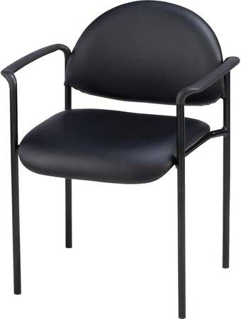 Lorell Reception Guest Chair, Black Vinyl