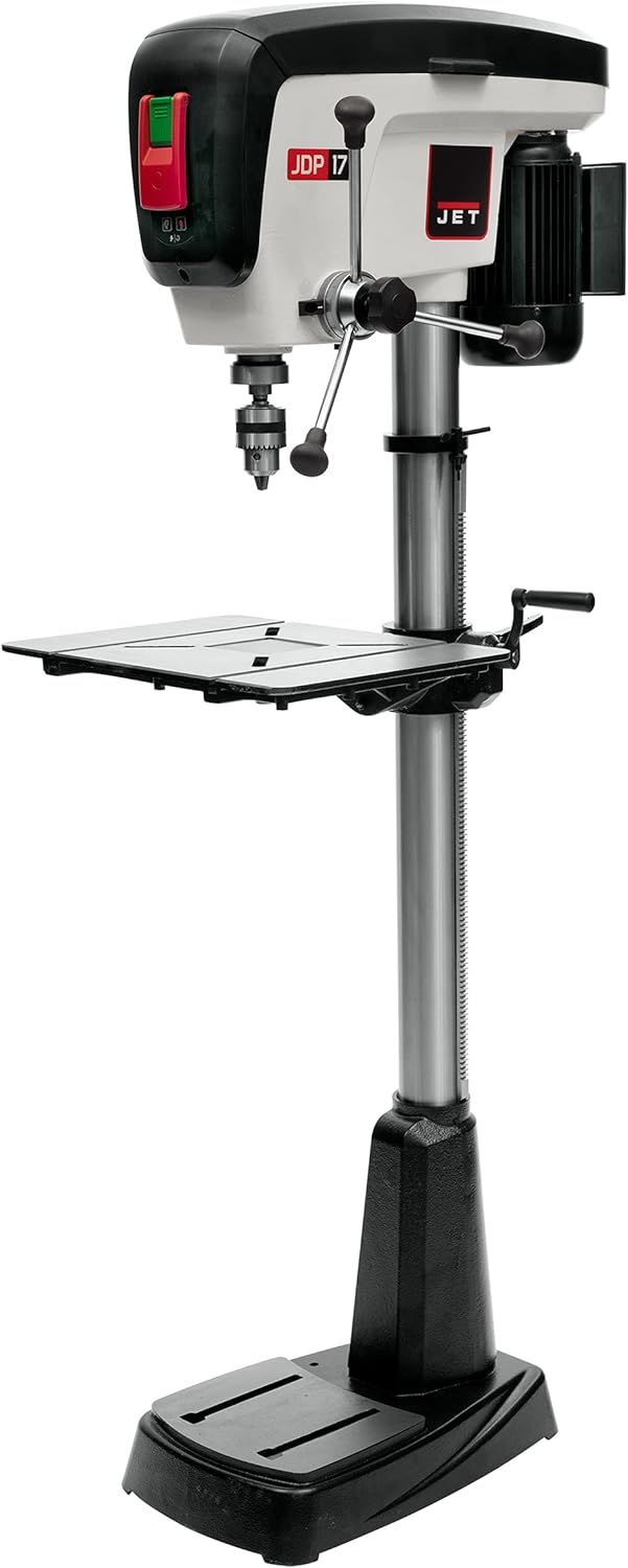 JET 17" Floor Drill Press, 5" Spindle Travel, 90° Tilt Table JDP-17 (716300) | 16 Speeds 210-3,500 RPM | 3/4 HP 115V 1Ph, 9A | 15A Circuit | 16-7/8" Swing | CSA