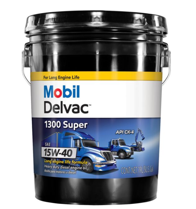 Mobil Delvac 1300 Super Heavy Duty Synthetic Blend Diesel Engine Oil 15W-40, 5 Gal