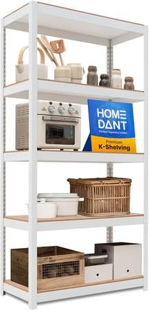Homedant White 36.2" W 63.8" H 5 Tier Storage Shelves