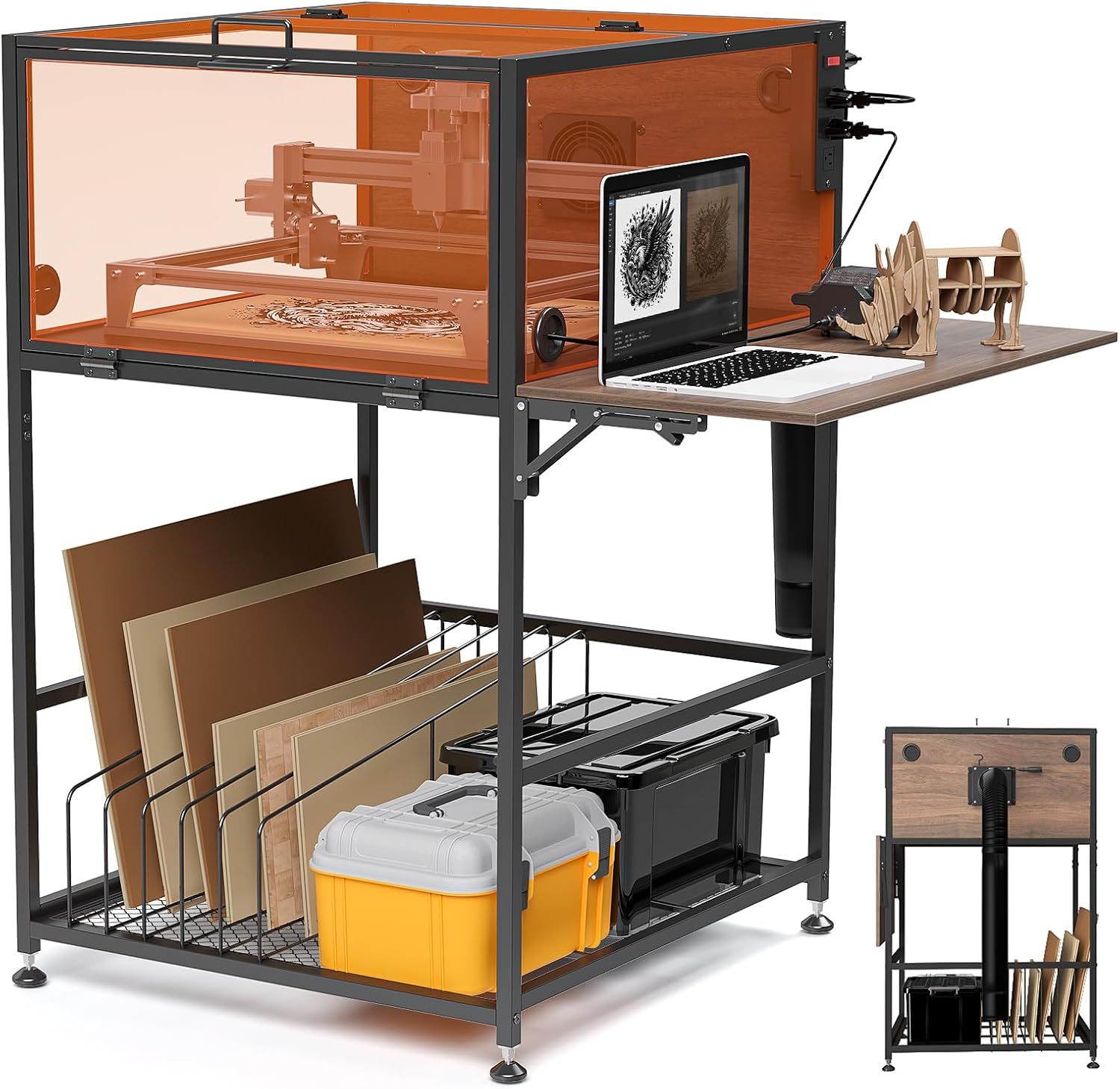 Laser Engraver Enclosure Cabinet with Exhaust &amp; Light Filtering