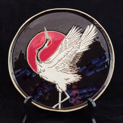 Recznie malowana ceramika Taniec żurawia
