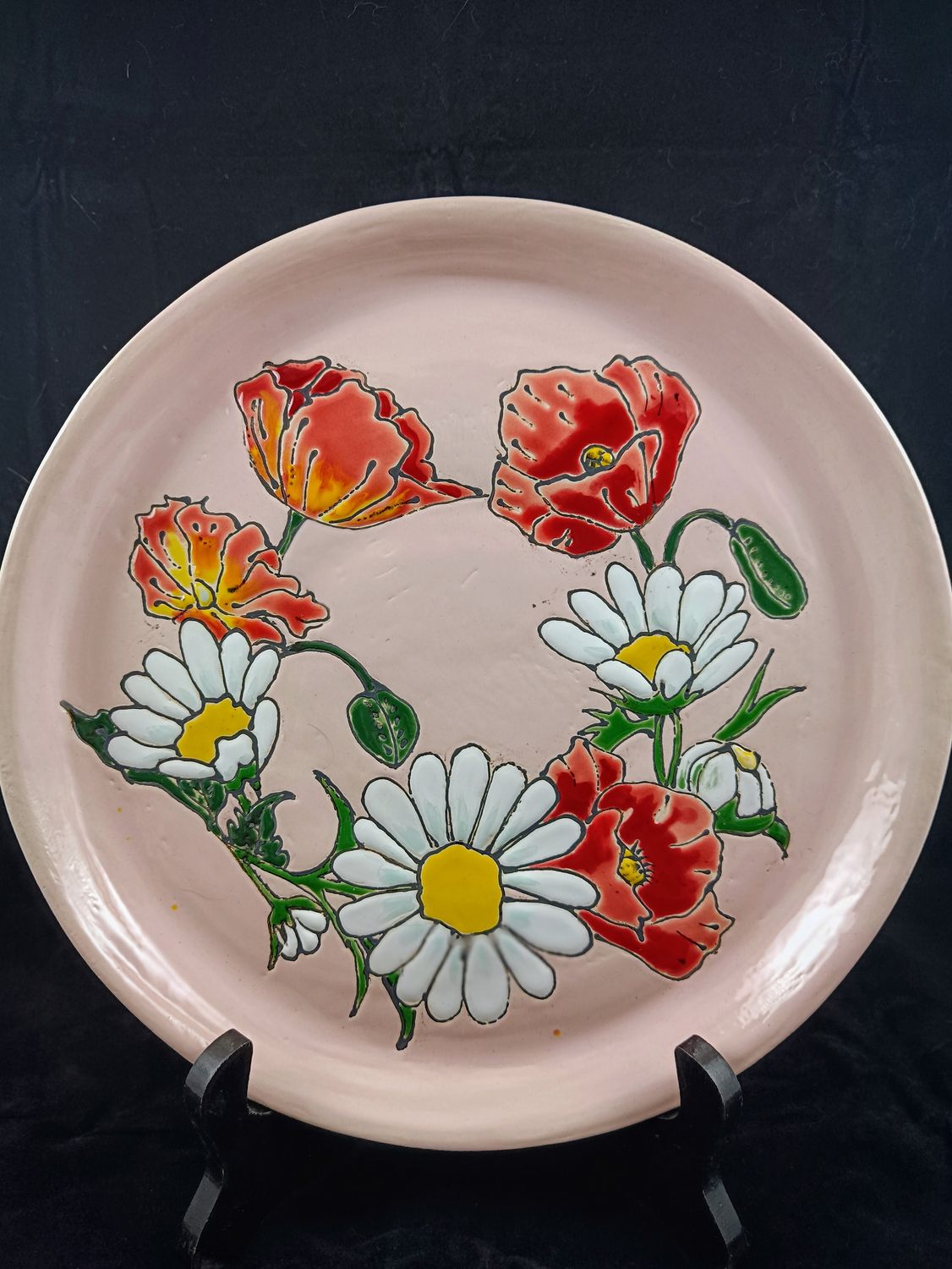 Ręcznie malowany ceramiczny talerz Polne kwiaty