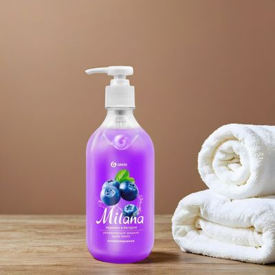 Мыло жидкое  1л Milana Черника в йогурте Grass