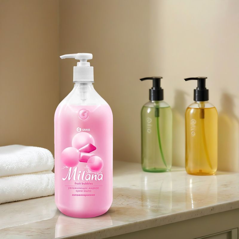 Мыло жидкое  1л Milana Fruit Bubbles Grass