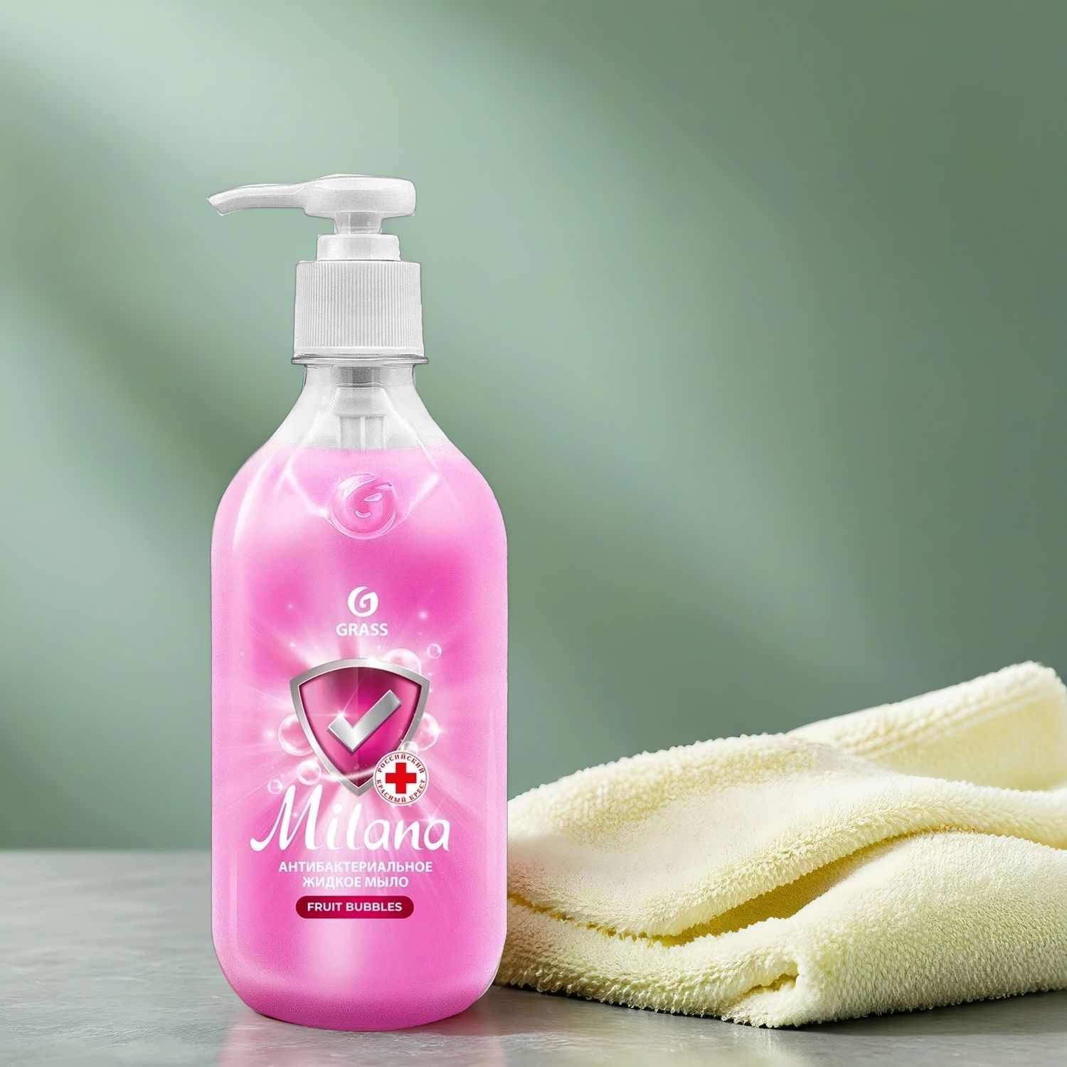 Мыло жидкое  1л Milana Fruit Bubbles Grass Антибактериальное