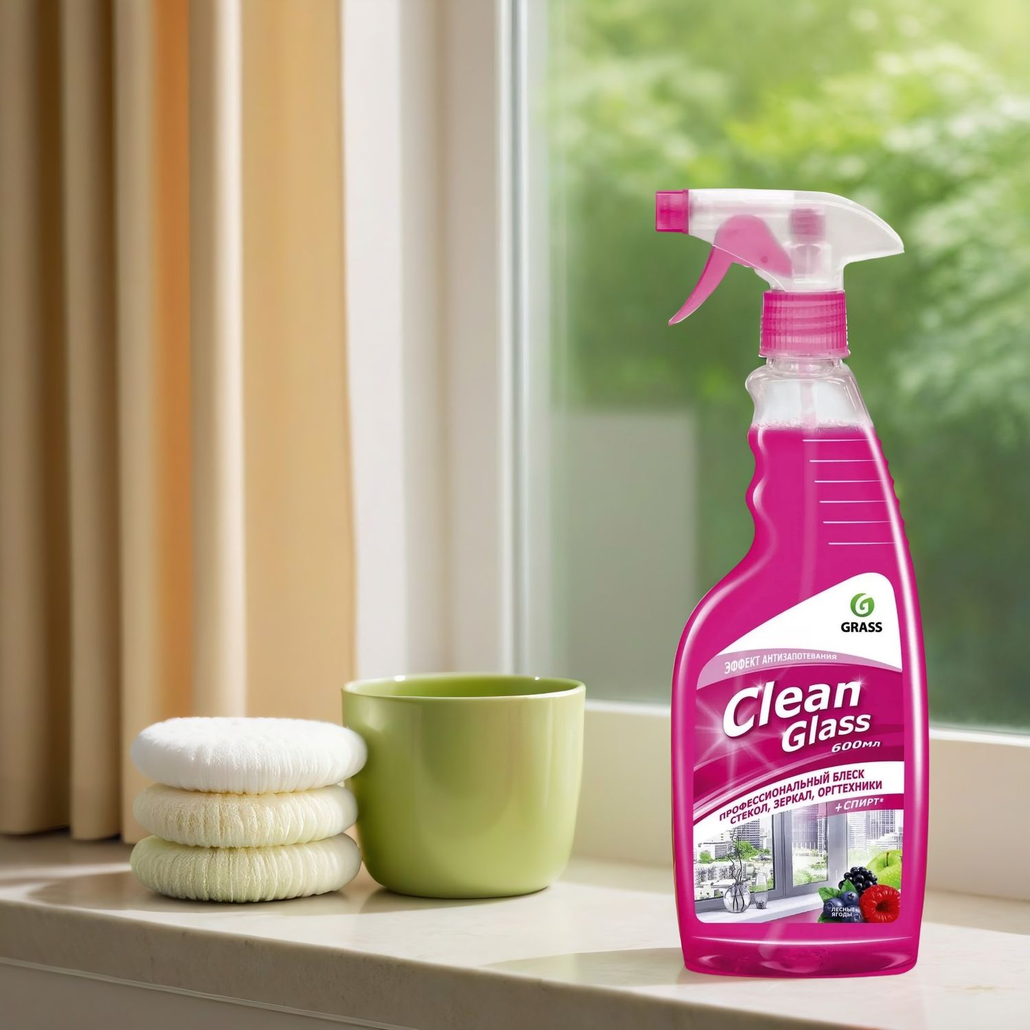 Средство для мытья стекол и зеркал Grass Clean Glass «Лесные ягоды» 600мл