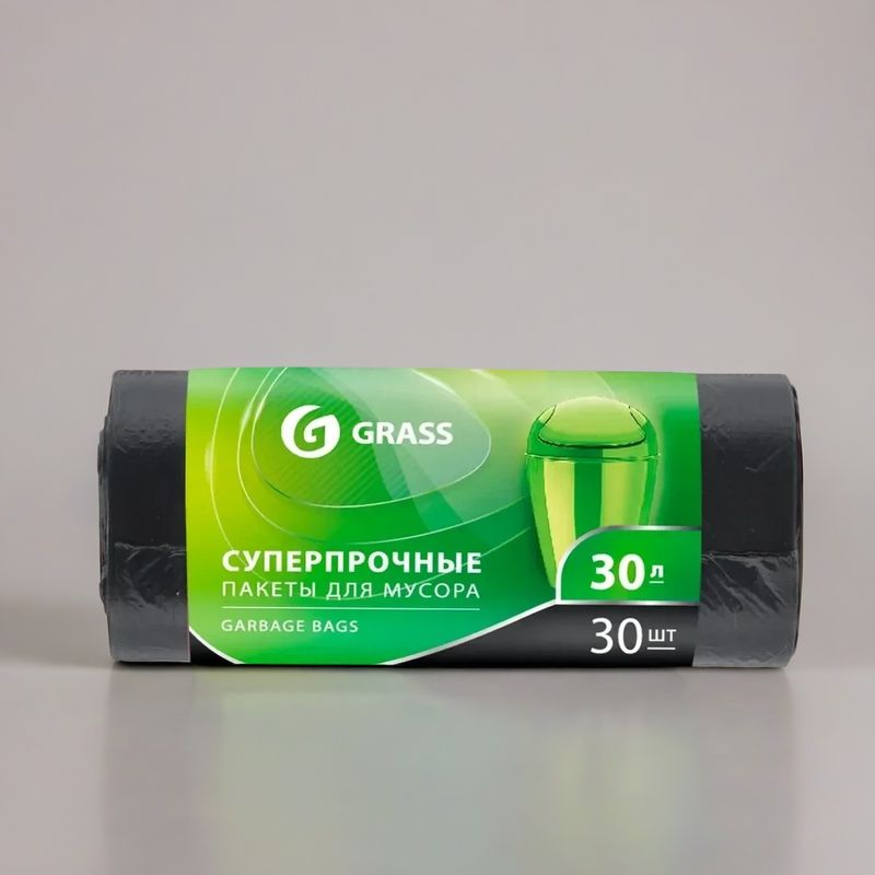 Мешки для мусора GRASS 30 литров, &quot;суперпрочные&quot; 30 шт./рул